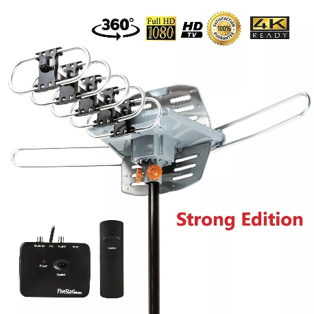 HDTV 1080P Outdoor Amplified Digital Antenna 360 Rotor HD TV VHF UHF FM 150 Mile